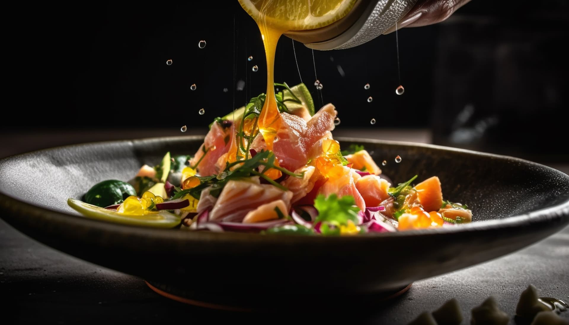 Assiette semi-gastronomique dressée par un chef
